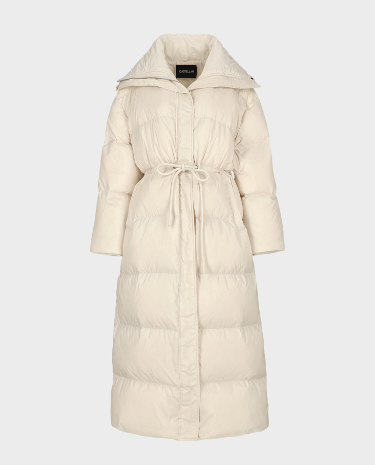 Długa kremowa kurtka puchowa Brina