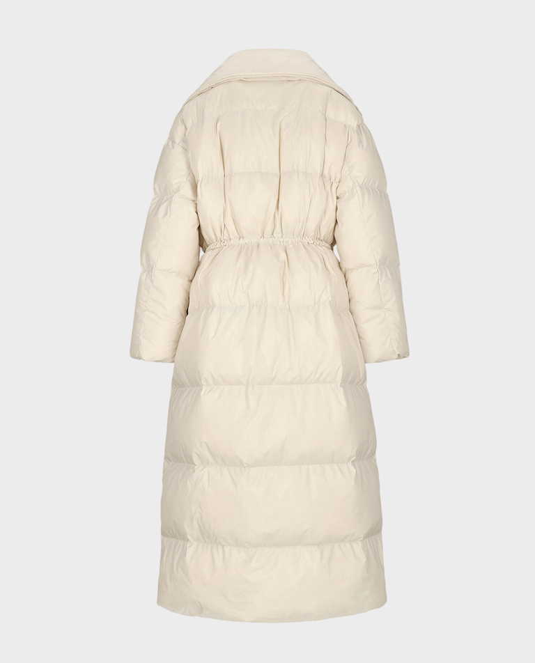 Długa kremowa kurtka puchowa Brina