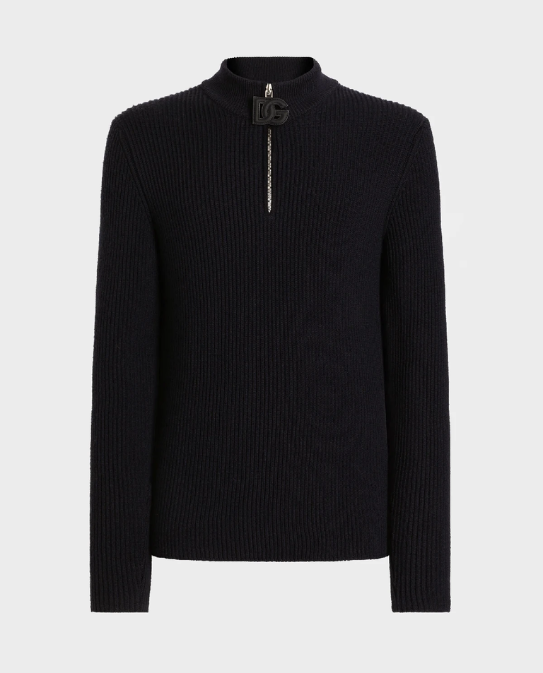 Granatowy sweter z suwakiem