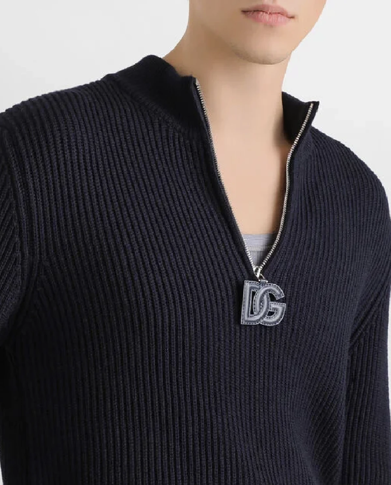 Granatowy sweter z suwakiem - Image #4