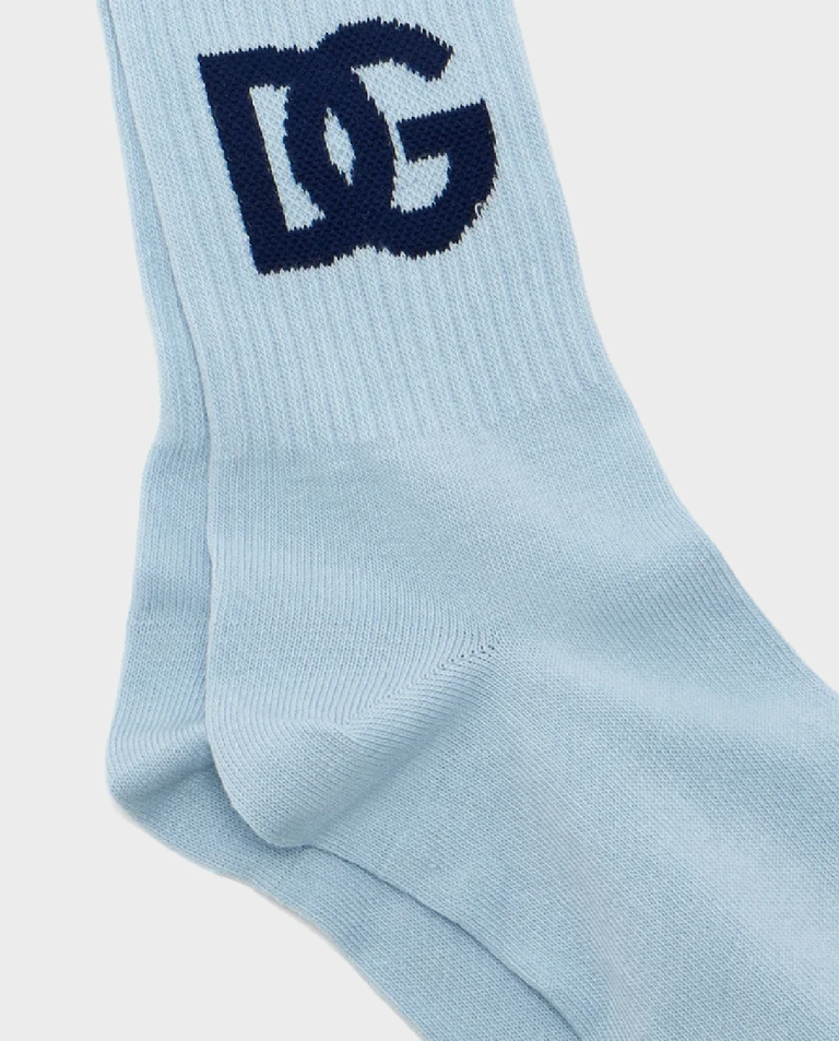 Błękitne skarpetki z żakardowym logo