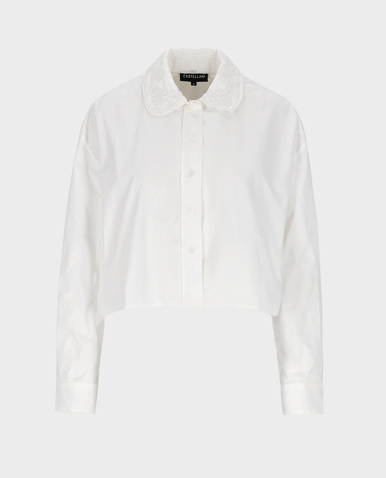 Biała koszula z ozdobnym kołnierzykiem Clarette