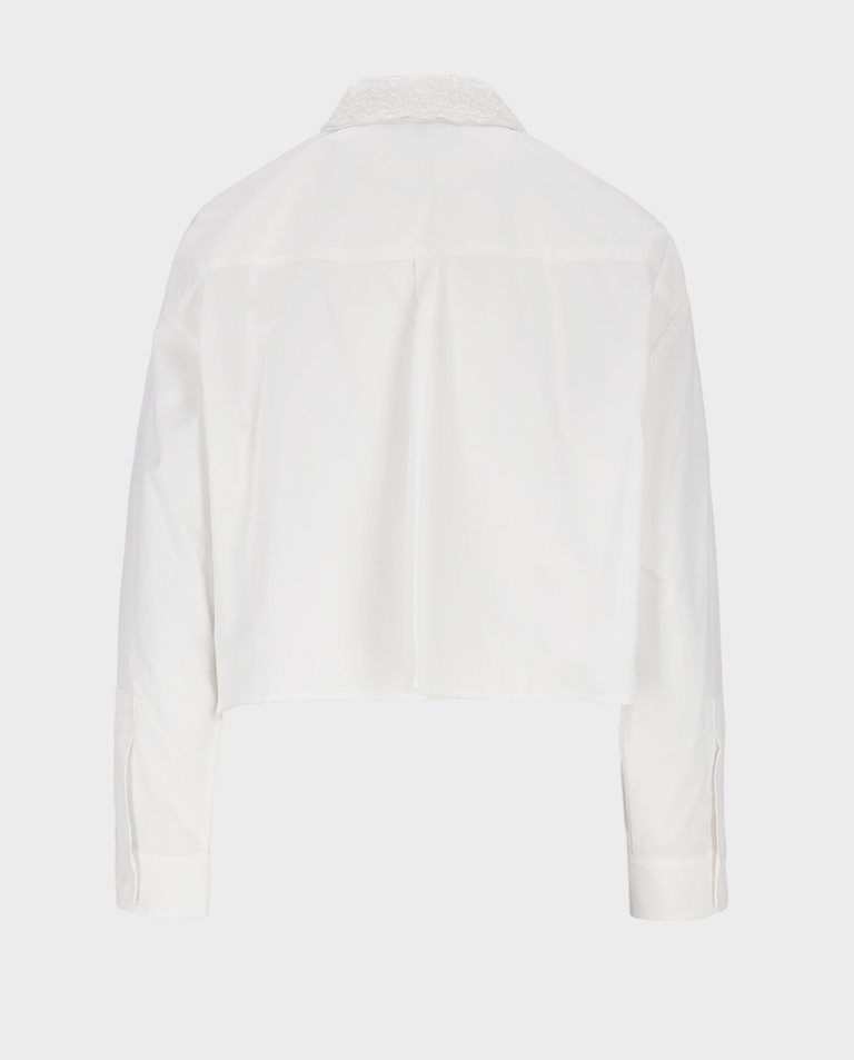 Biała koszula z ozdobnym kołnierzykiem Clarette