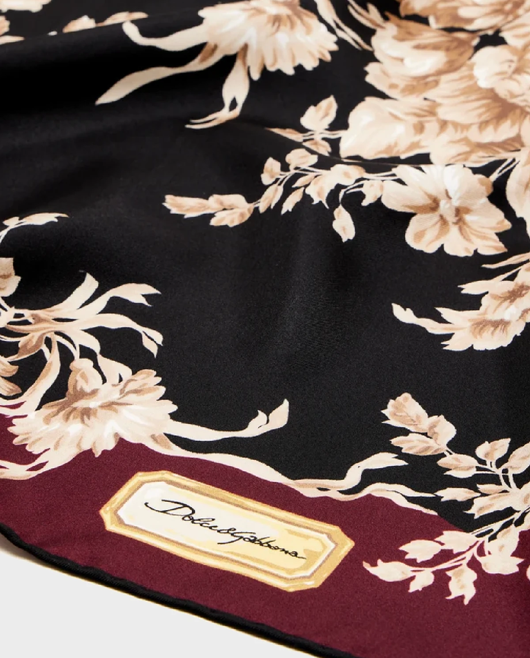 Jedwabna apaszka z nadrukiem kwiatowym - Image #2