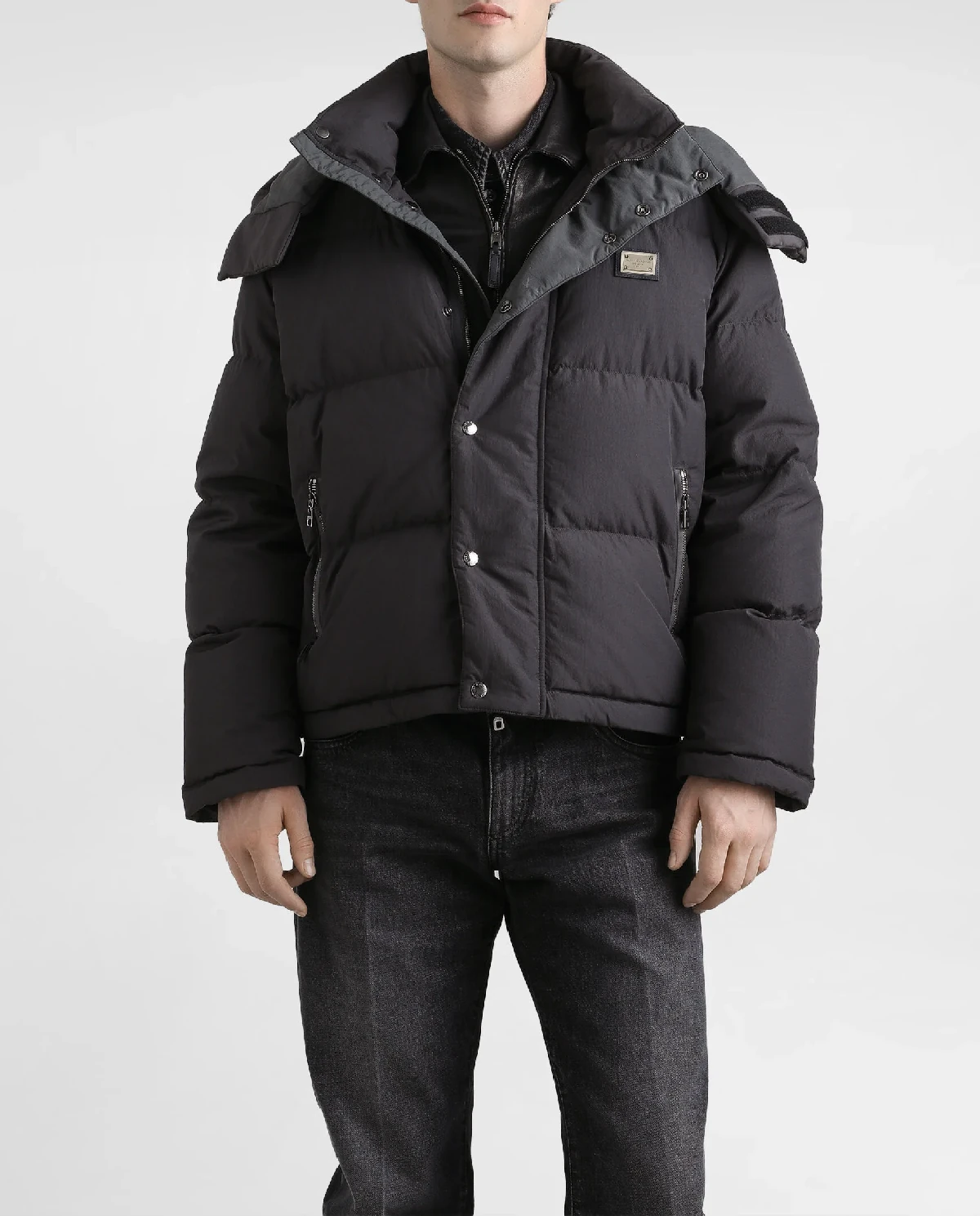 Ciemnoszara pikowana kurtka z logo - Image #0