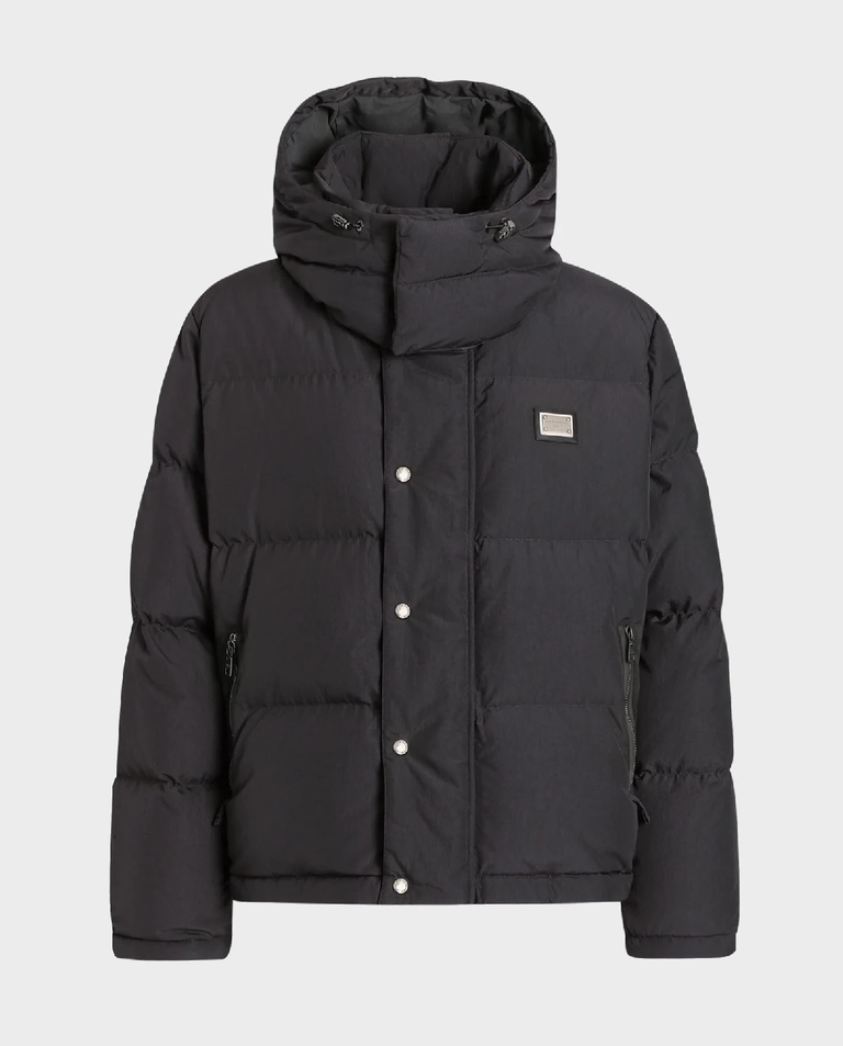 Ciemnoszara pikowana kurtka z logo