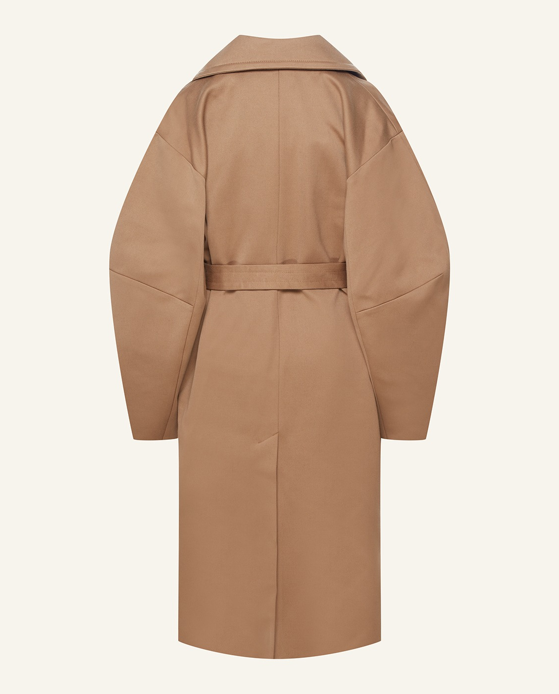 Brązowy płaszcz z fantazyjnymi rękawami - Image #2