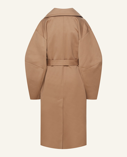 Brązowy płaszcz z fantazyjnymi rękawami - Image #2