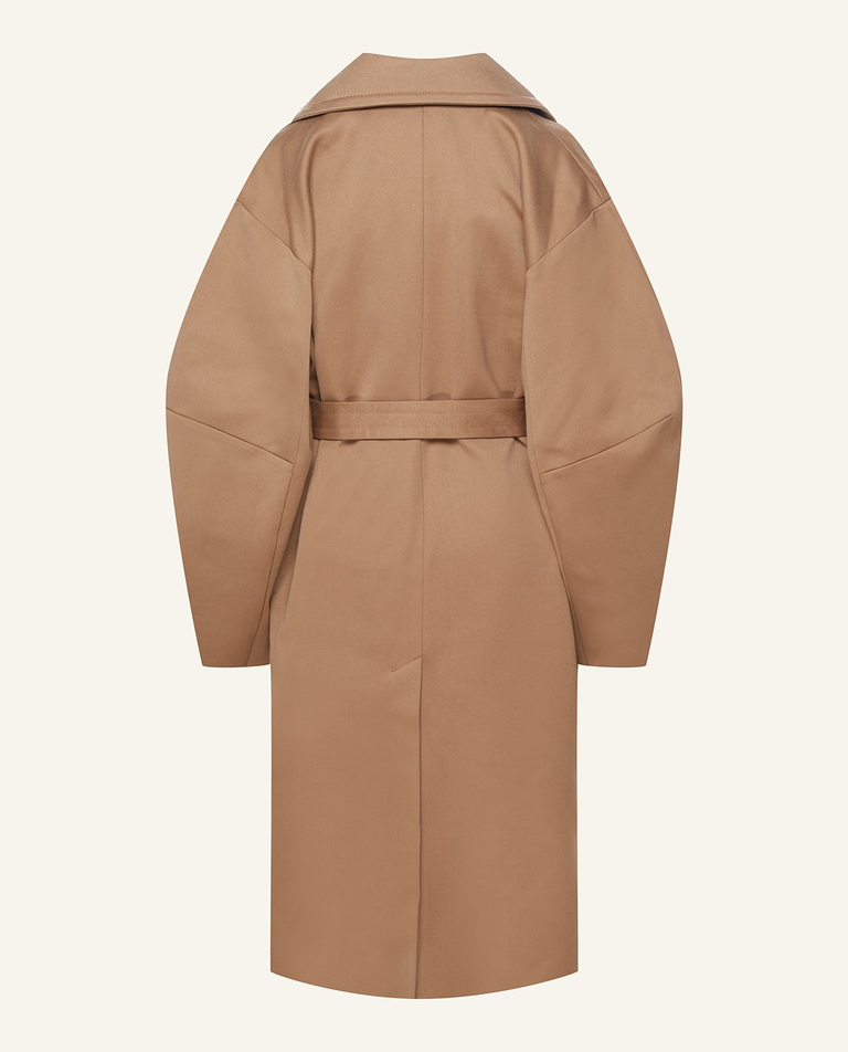 Brązowy płaszcz z fantazyjnymi rękawami - Image #2