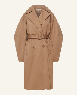 Brązowy płaszcz z fantazyjnymi rękawami - Image #3