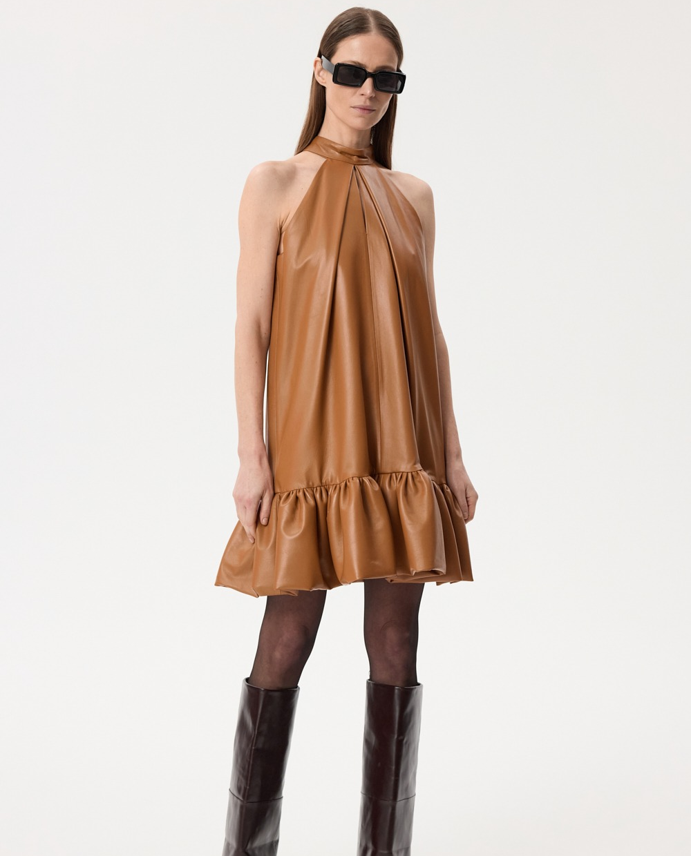 Skórzana sukienka w kształcie litery A - Image #6