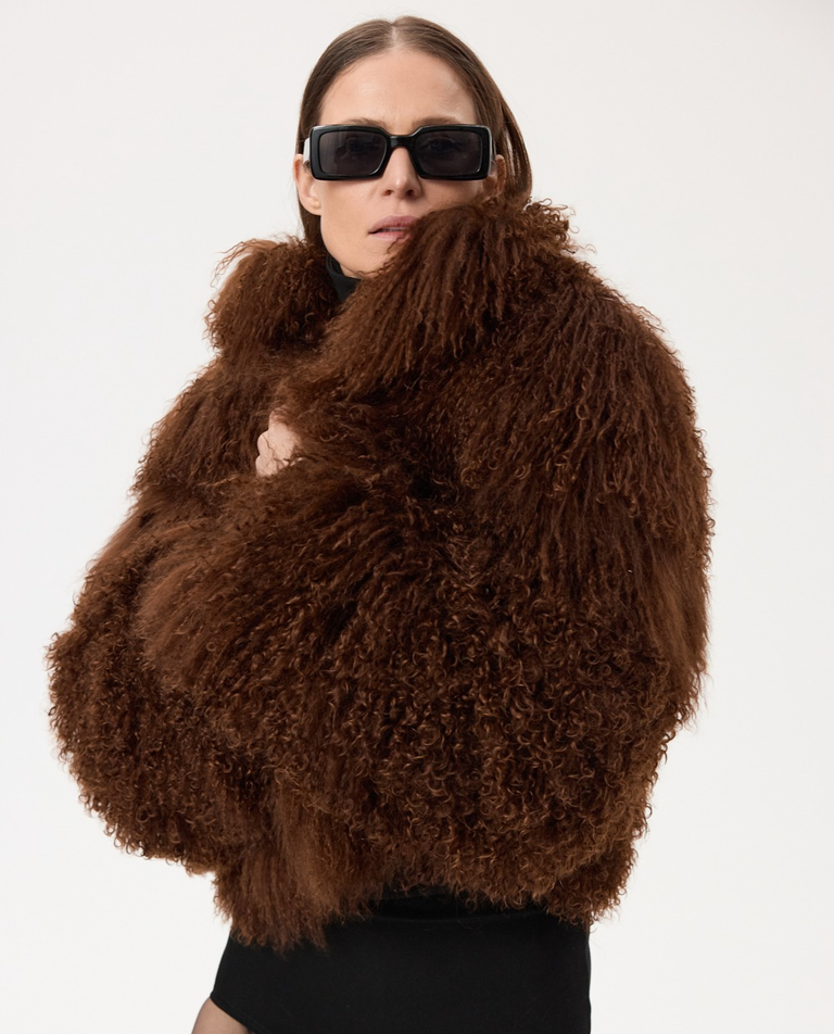 Brązowe krótkie futro - Image #3