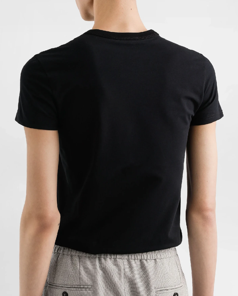 Czarna bawełniana koszulka z logo - Image #2