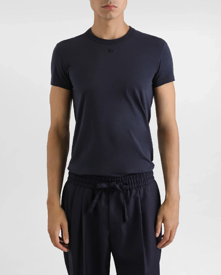 Granatowa bawełniana koszulka z logo