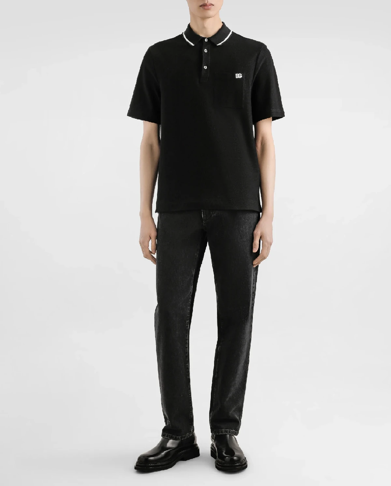 Czarna koszulka polo z logo