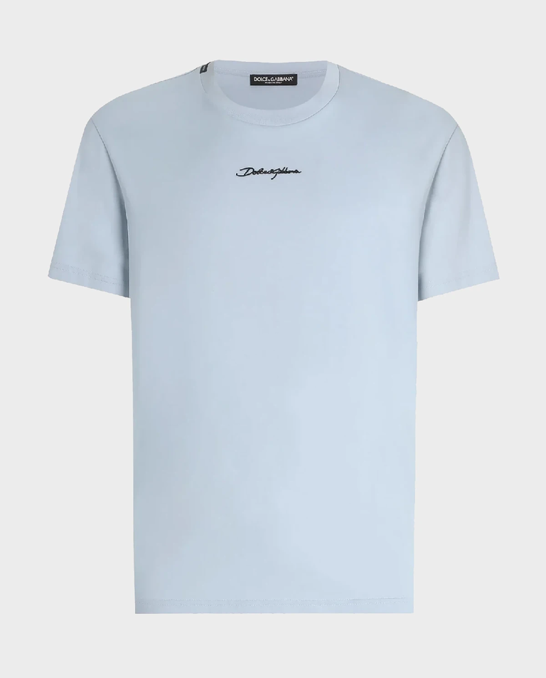 Jasnoniebieski t-shirt z logo