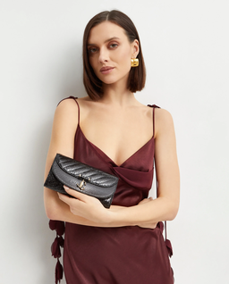 Czarna kopertówka we wzór skóry węża Avn - Image #0