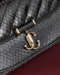 Czarna kopertówka we wzór skóry węża Avn - Image #1