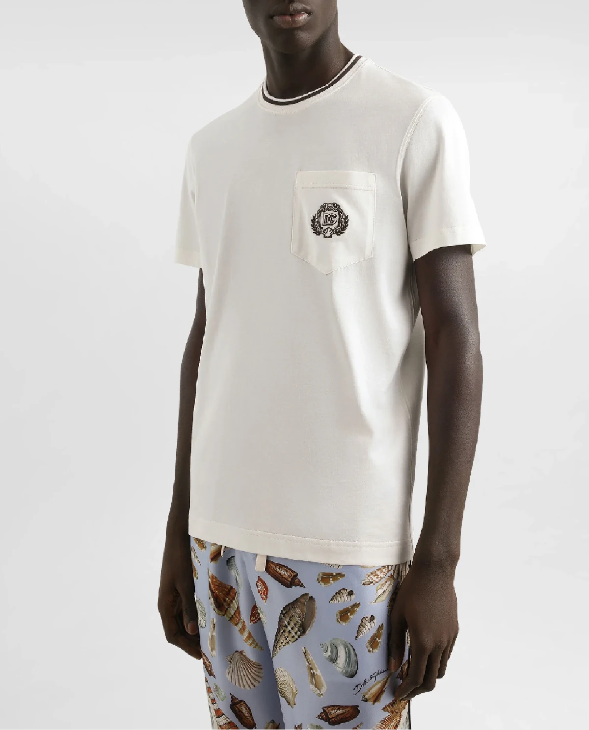 Biała bawełniana koszulka z logo - Image #0