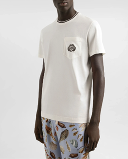 Biała bawełniana koszulka z logo - Image #0