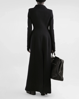 Czarny dwurzędowy płaszcz z wełny - Image #2