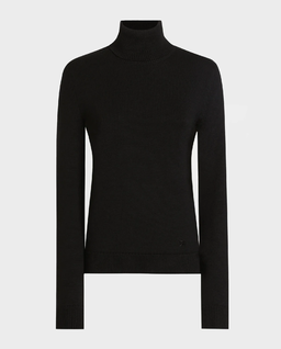 Czarny wełniany golf z haftowanym logo - Image #1