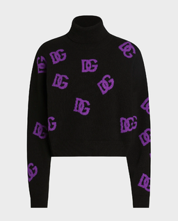 Czarny wełniany golf z logo - Image #1