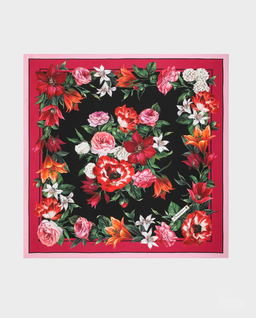 Jedwabna chusta w kwiaty 90x90 - Image #0