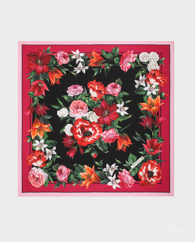 Jedwabna chusta w kwiaty 90x90