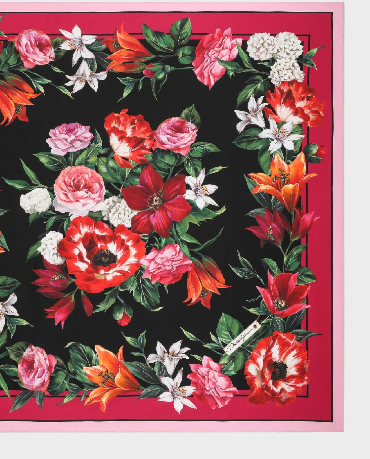 Jedwabna chusta w kwiaty 90x90 - Image #1