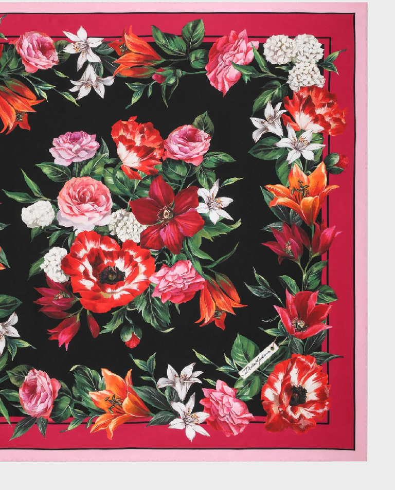 Jedwabna chusta w kwiaty 90x90