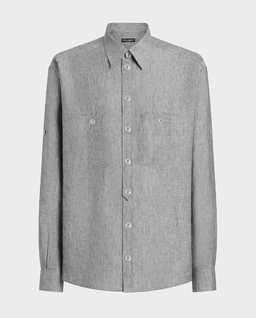Lniana szara koszula - Image #0
