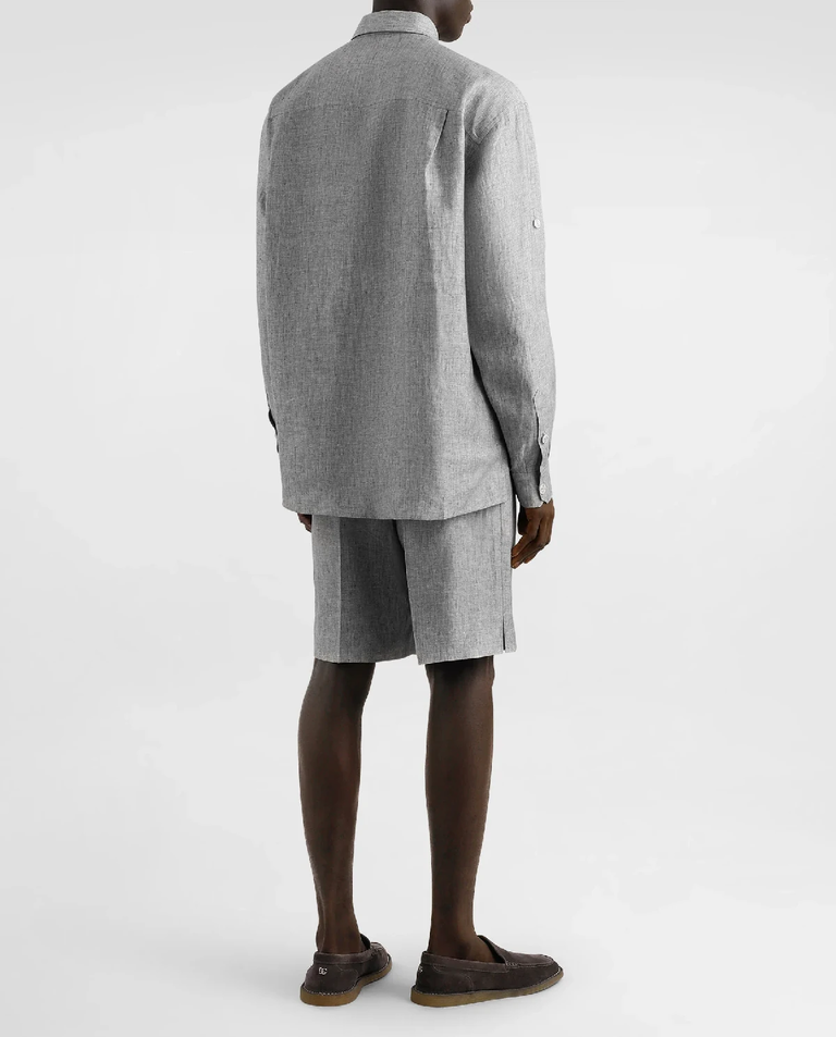 Lniana szara koszula - Image #2