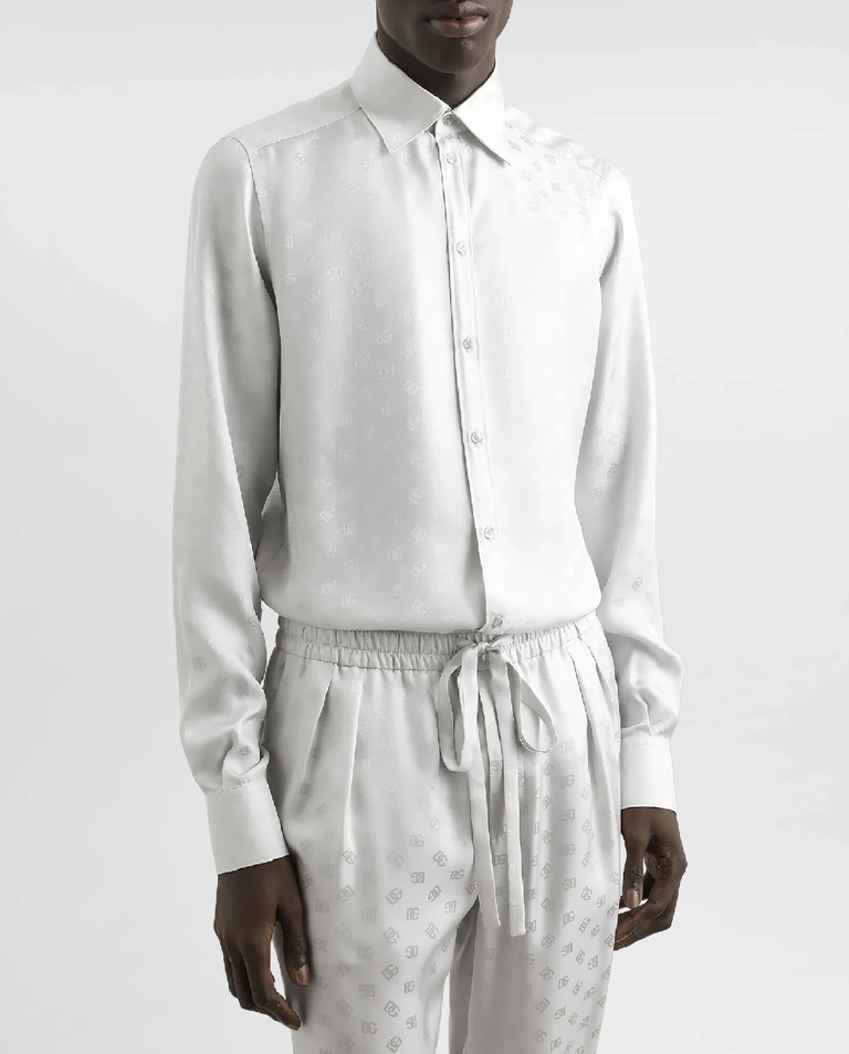 Jedwabna koszula z żakardowym logo Martini