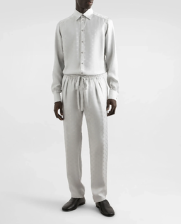 Jedwabna koszula z żakardowym logo Martini - Image #2