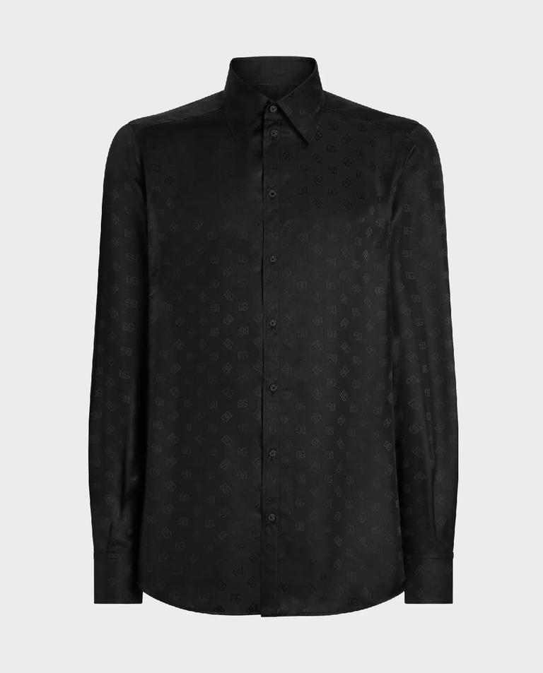 Czarna jedwabna koszula z logo Martini