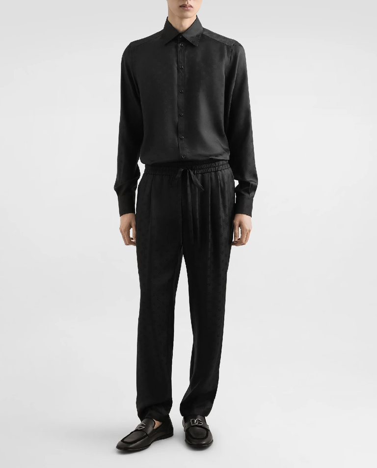 Czarna jedwabna koszula z logo Martini