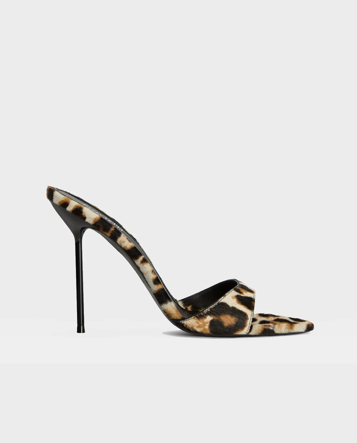 Klapki na szpilce z nadrukiem w panterkę Lidia 105 - Image #0