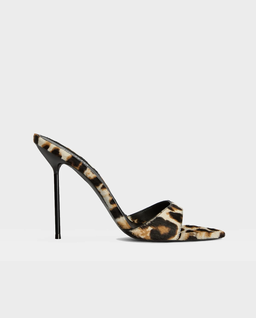 Klapki na szpilce z nadrukiem w panterkę Lidia 105 - Image #0