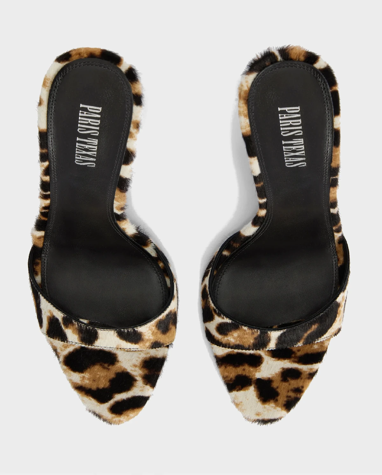 Klapki na szpilce z nadrukiem w panterkę Lidia 105 - Image #4