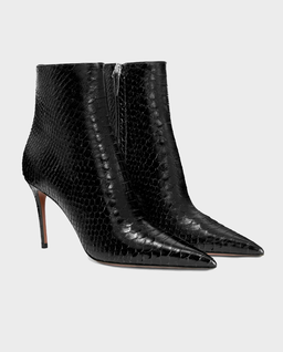 Czarne botki z nadrukiem skóry węża Vera 85 - Image #2
