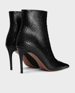 Czarne botki z nadrukiem skóry węża Vera 85 - Image #3