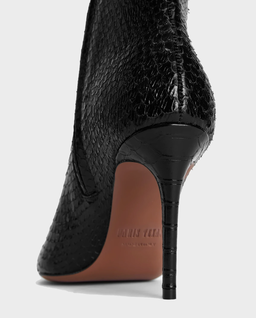 Czarne botki z nadrukiem skóry węża Vera 85 - Image #4