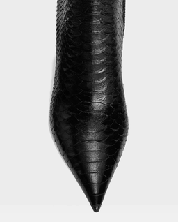 Czarne botki z nadrukiem skóry węża Vera 85 - Image #5