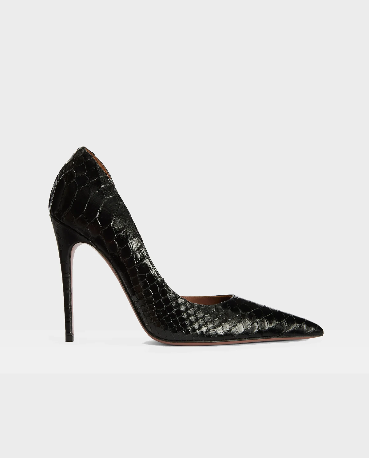 Czarne szpilki z nadrukiem skóry węża Vera 105 - Image #0