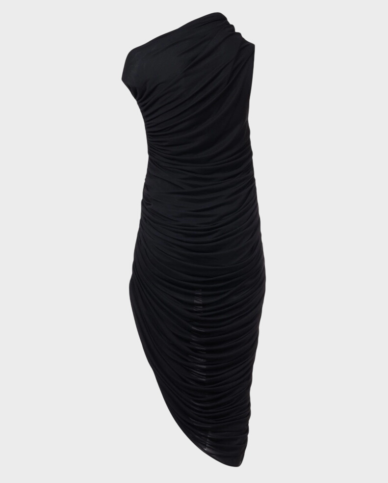 Czarna asymetryczna sukienka z drapowaniem - Image #0