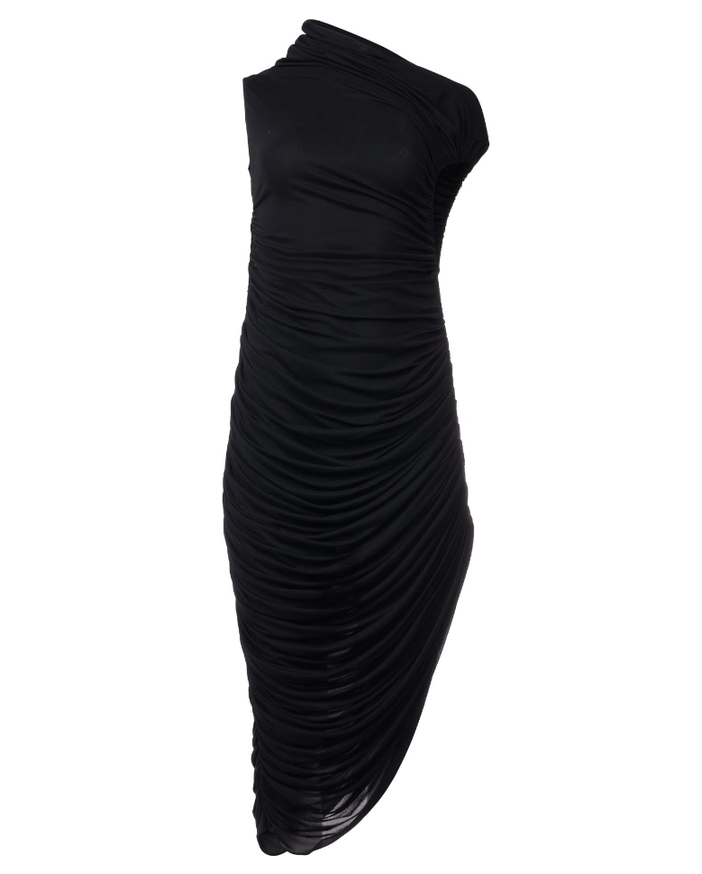 Czarna asymetryczna sukienka z drapowaniem - Image #1