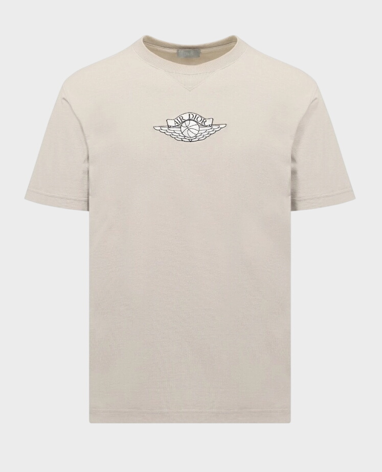 Beżowy t-shirt Dior x Air Jordan Chest Logo Embroidery - Image #0