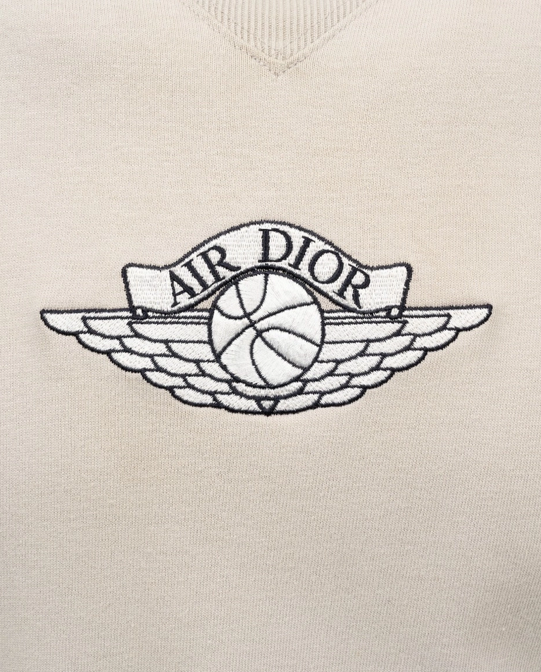 Beżowy t-shirt Dior x Air Jordan Chest Logo Embroidery