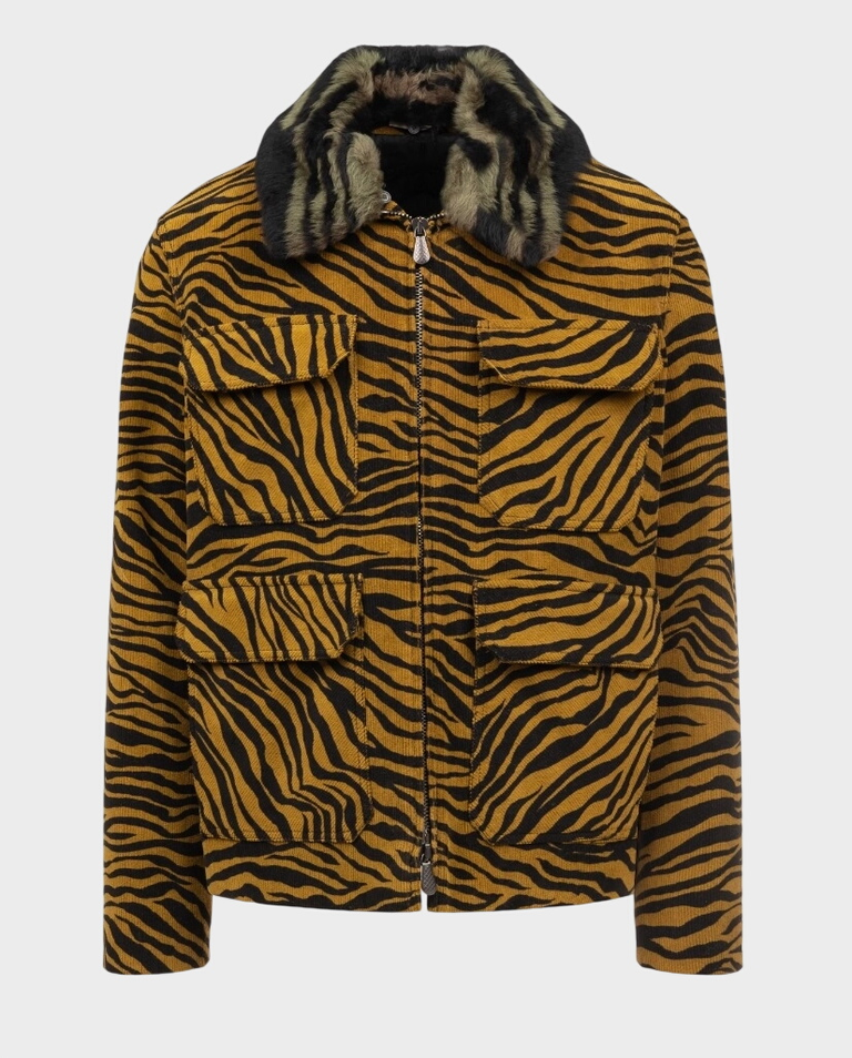 Kurtka Lamb Shearing Zebra Pattern